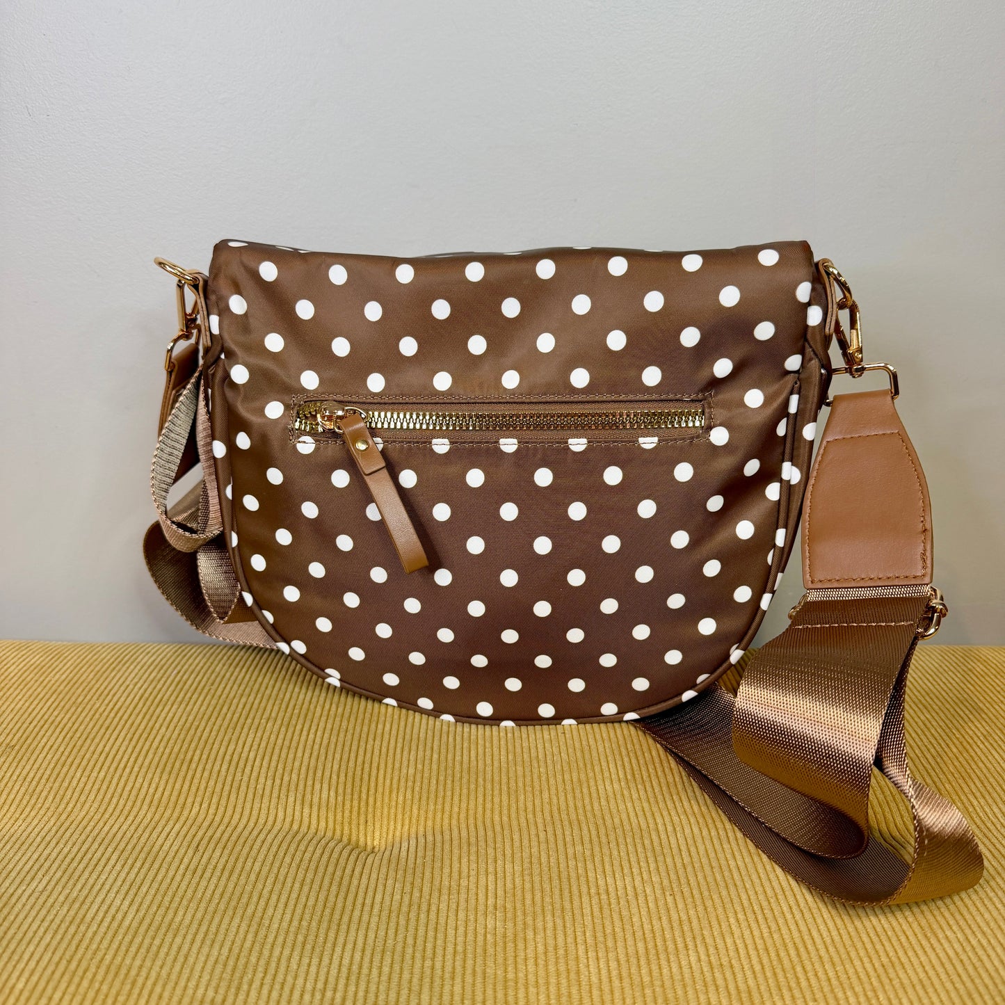 The Roni Nylon Crossbody - Chocolate Polkadot