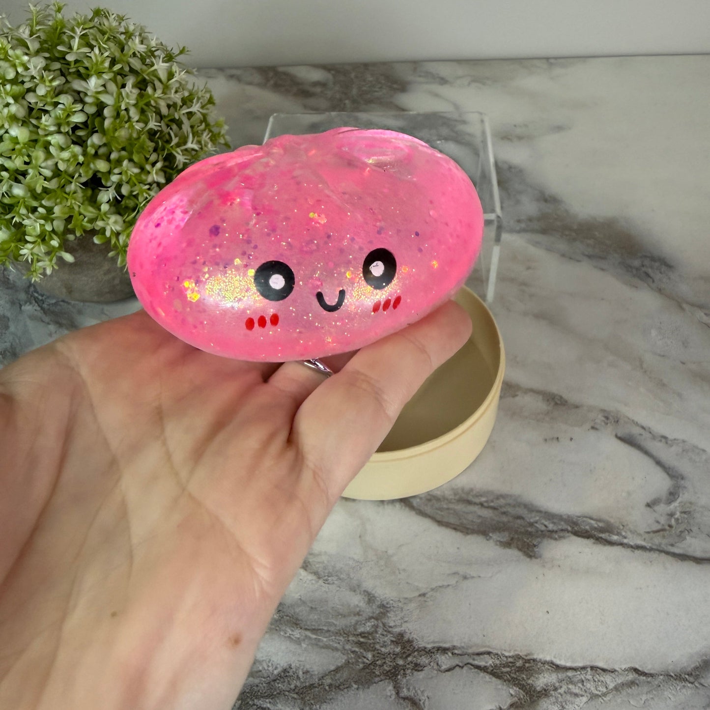 Squishy Toy - Viral Dumpling, Slow Rise Glitter #2 - Pink
