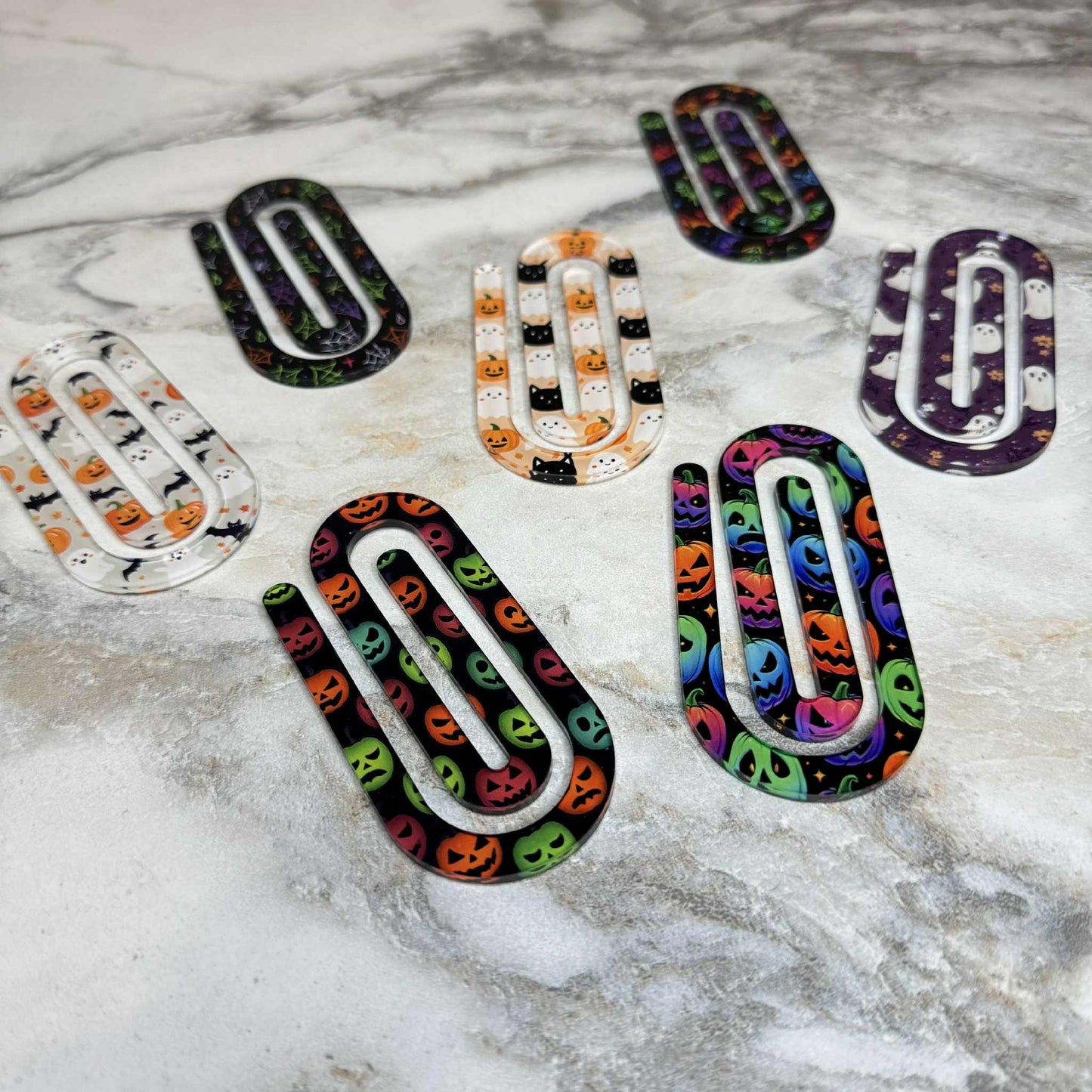 Jumbo Paperclip -  Purple Green Orange Spiderweb Halloween